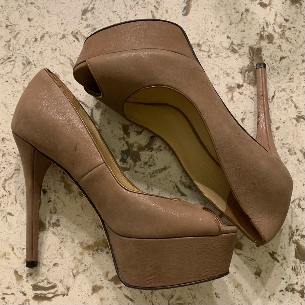 Brian Atwood Open Toe Platform Heels - size 37.5